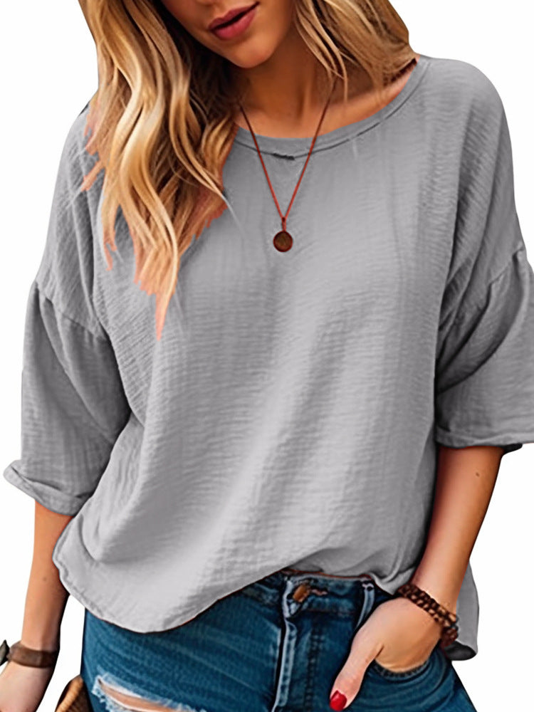 Oversized long sleeve shirt for women in soft textured material Lune London