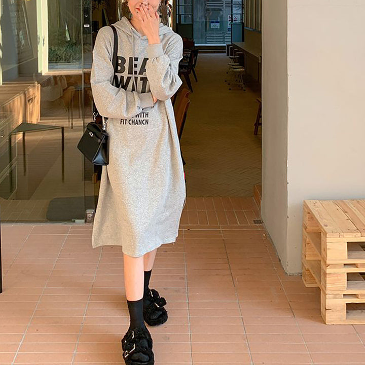 Women's hoodie dress with a casual cut and fashionable graphic design Lune London