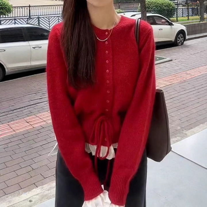 Cardigan femme avec volants et ceinture à la taille Chic & Stil