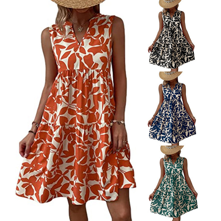 Sleeveless summer dress for women in A with V design Lune London
