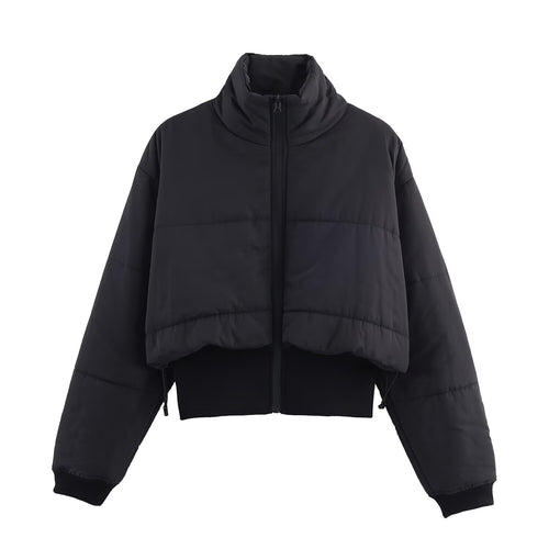 Ladies quilted transitional jacket with high collar and decorative zipper Lune London
