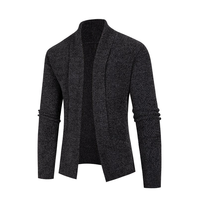 Men's knitted jacket with a modern shawl collar and a fine textured pattern Lune London