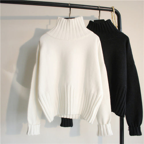 Oversized turtleneck pullover for women with split sleeves and ribbed texture Lune London