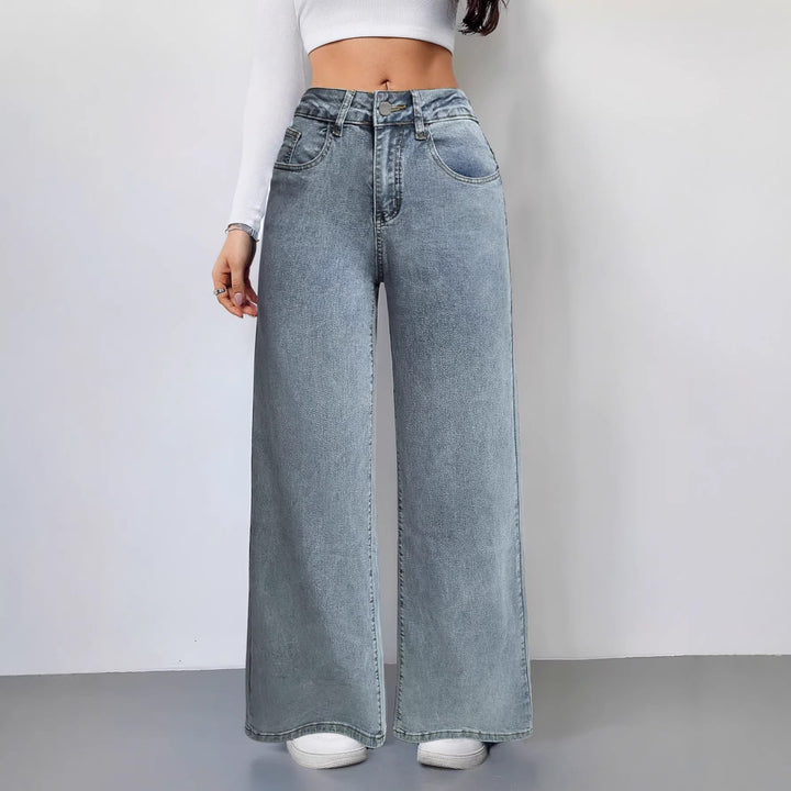 Ladies wide-cut vintage-style jeans with high waistband and casual look Lune London