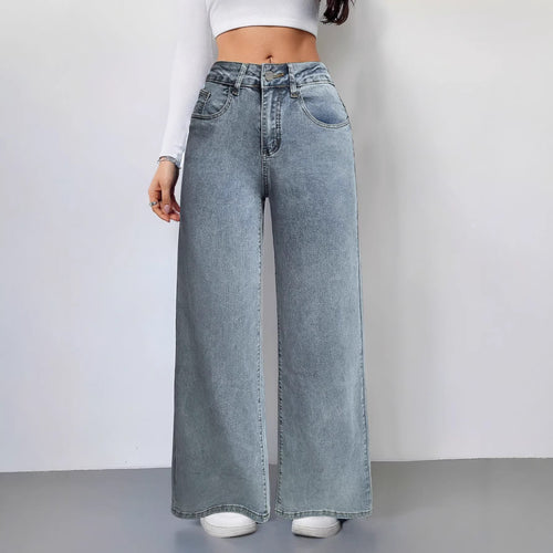 Ladies wide-cut vintage-style jeans with high waistband and casual look Lune London