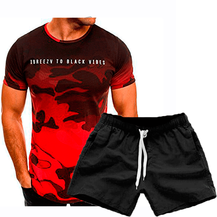 Men's Camouflage Sport T-Shirt and Chic Casual Shorts Set