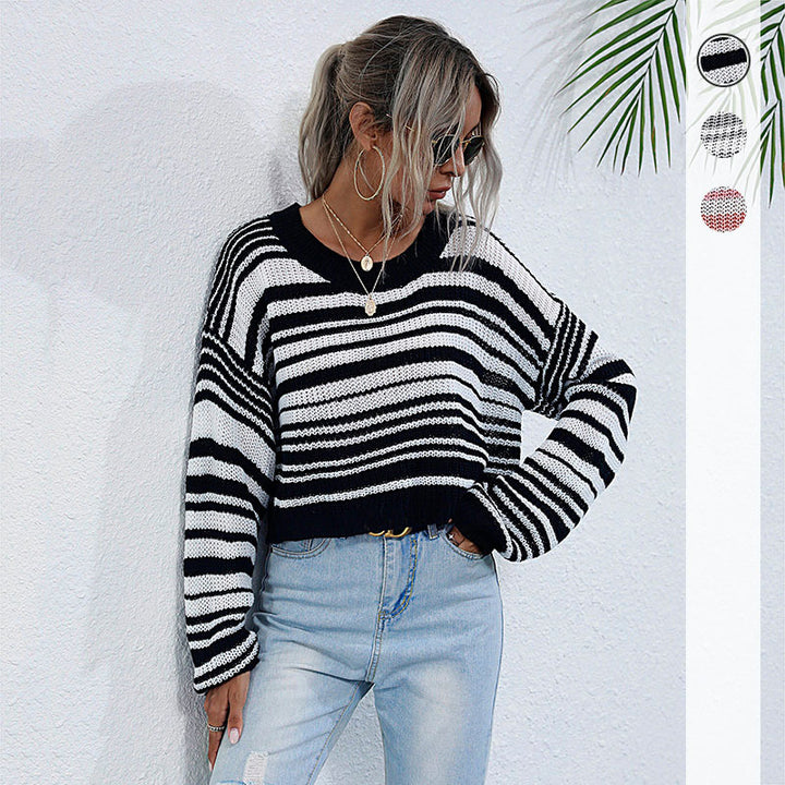Casual loose fit sweater for women with striped pattern Lune London