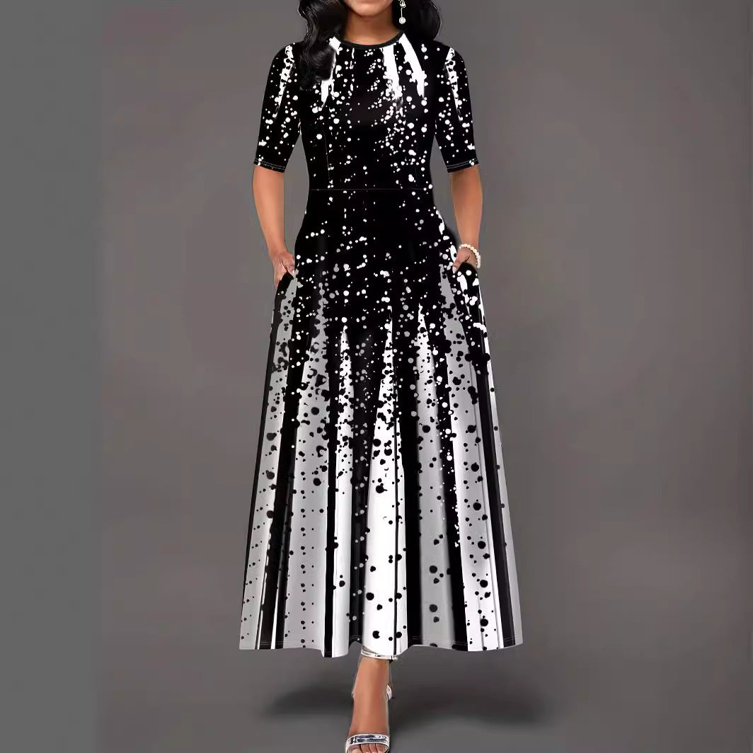 Maxi dress for women with creative splash pattern Lune London