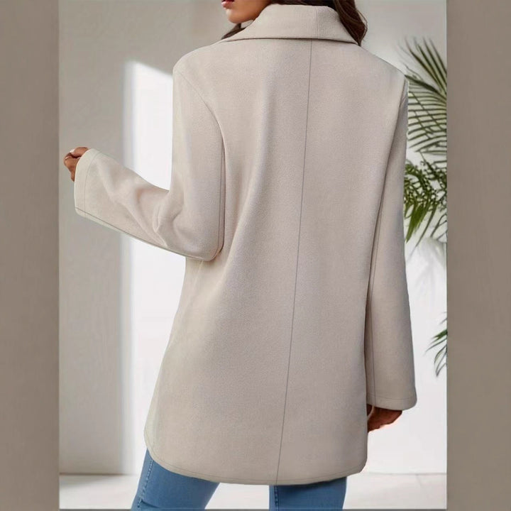 Ladies Elegant Oversized Jacket with Classic Cut and Chic Modern Buttons