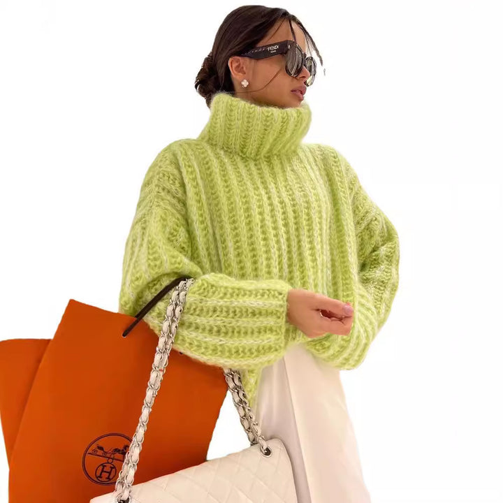 Chunky knitted sweater for women with high collar Lune London