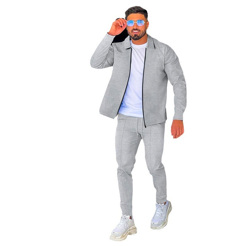 Men's long sleeve sports set with zipper and elastic pants Lune London