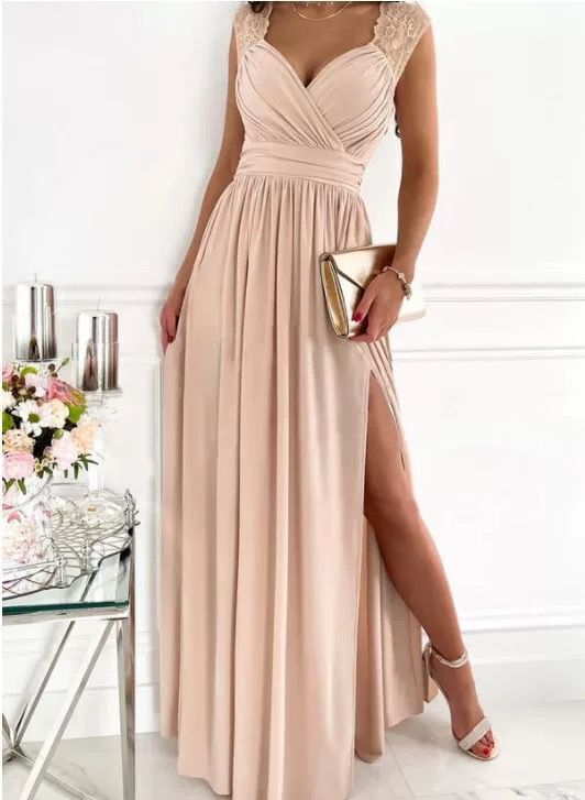 Women's Evening Dress with Elegant V-Neck and Ruffle Details Lune London