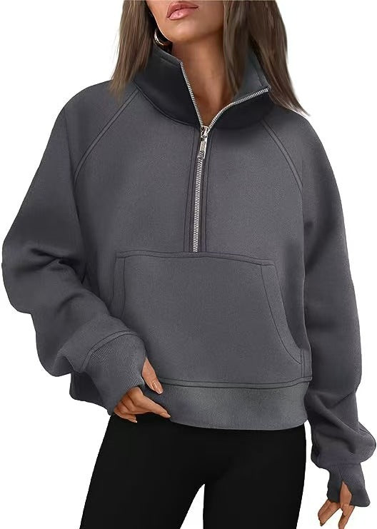Women's sweatshirt with high collar and half-zip Lune London