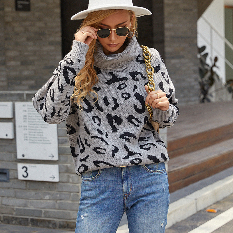 Ladies oversized comfortable sweater with a trendy leopard pattern Lune London