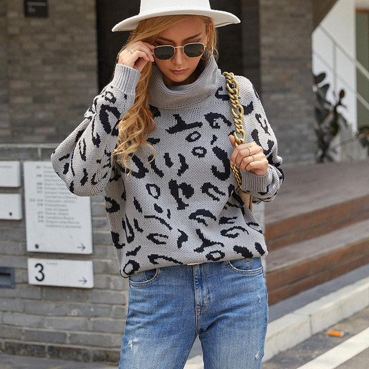 Ladies oversized comfortable sweater with a trendy leopard pattern Lune London