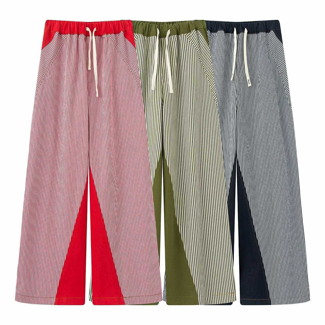 Women's wide trousers with elastic waistband and stylish stripe pattern Lune London