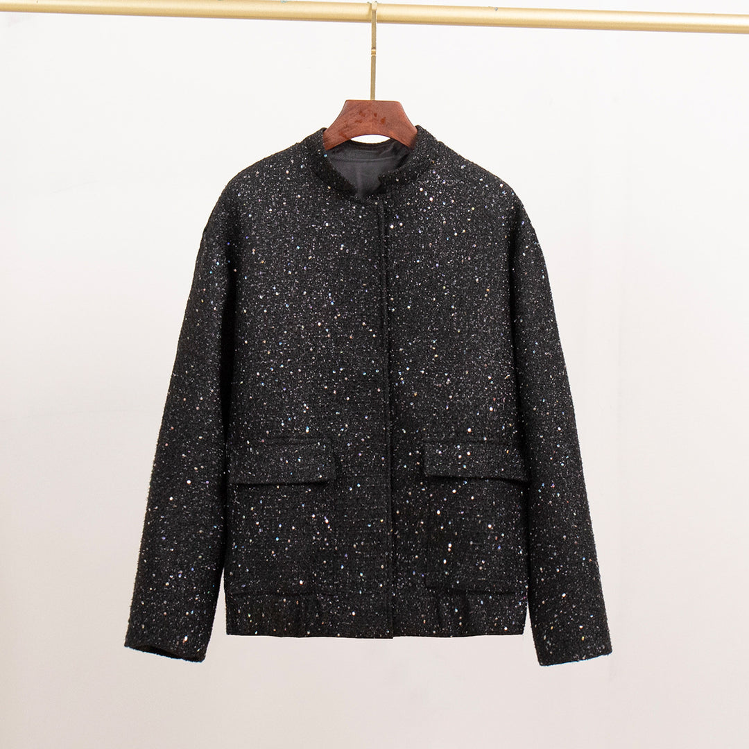 Ladies Glamour Hoodie with a sparkling structured design and practical pockets Lune London