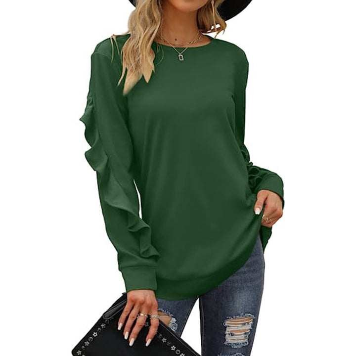 Women Casual Sweatshirt with Ruffled Sleeves Lune London