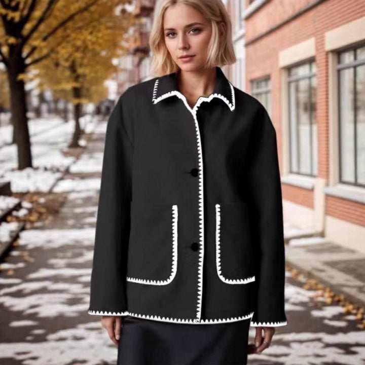 Wool jacket for women with contrasting details and large pockets Lune London