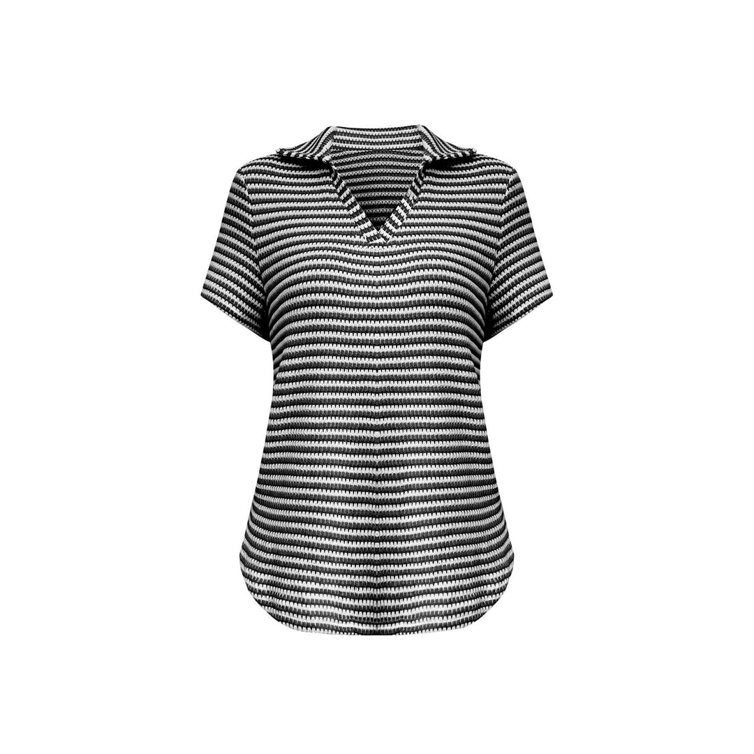 Women short sleeve polo with structured pattern Lune London