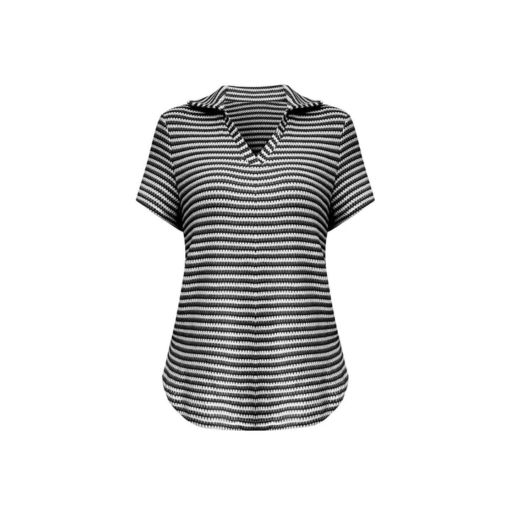 Women short sleeve polo with structured pattern Lune London