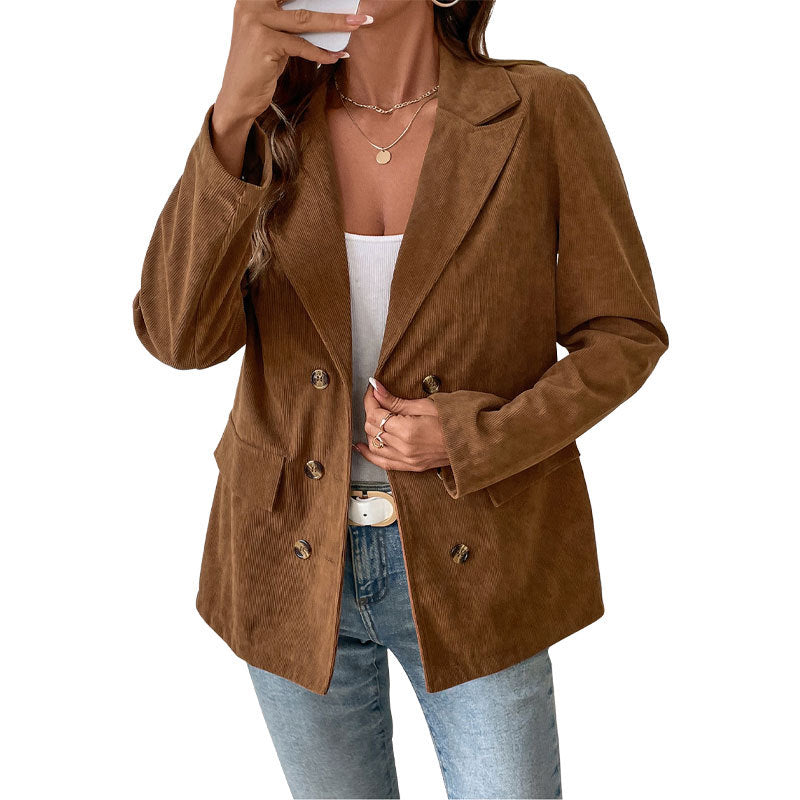 Elegant corduroy jacket for women double-breasted style Lune London