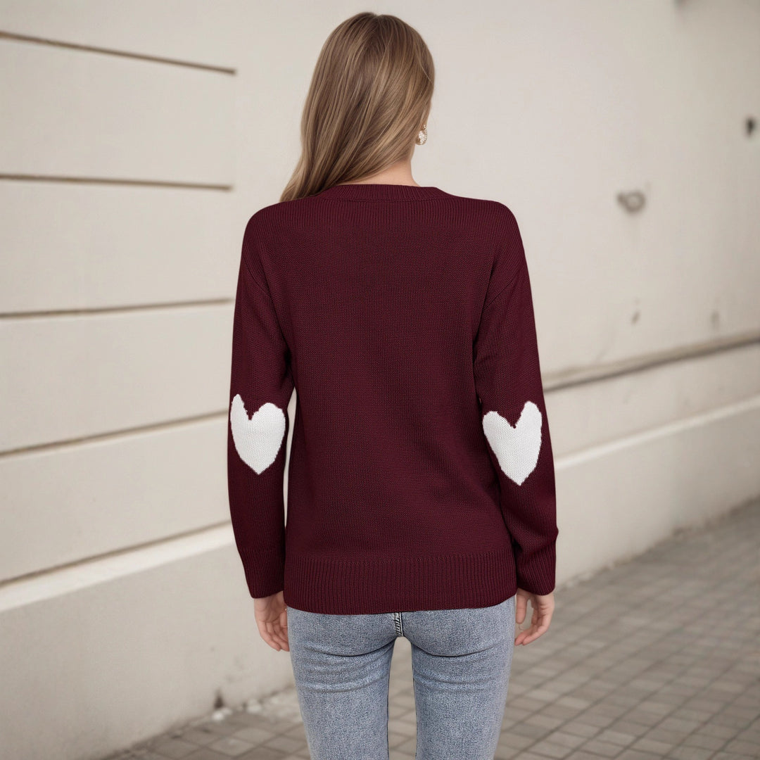 Pull en tricot pour femmes avec motif en cœur et coupe décontractée Chic & Stil