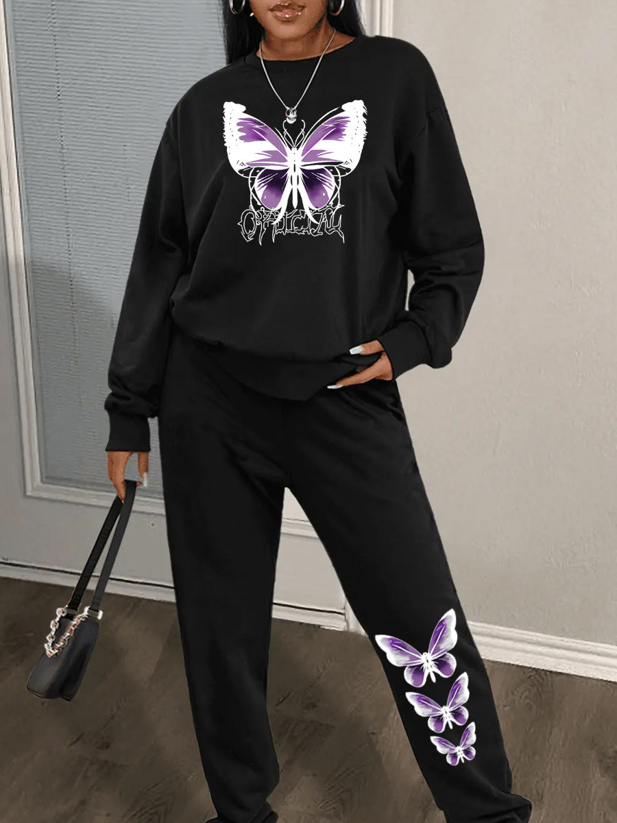 Women's sweatshirt and jogger pants set with a creative butterfly design Lune London