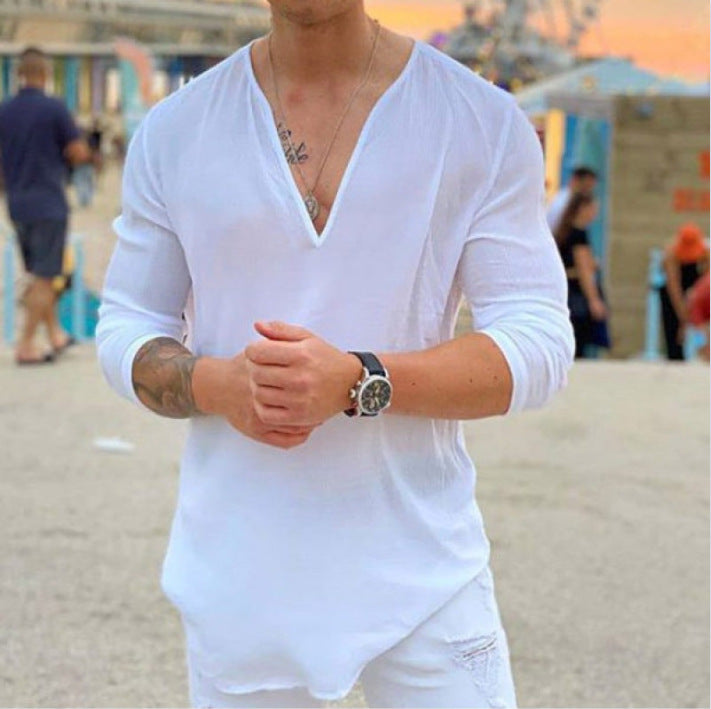 Casual long sleeve shirt for men with V neck Lune London