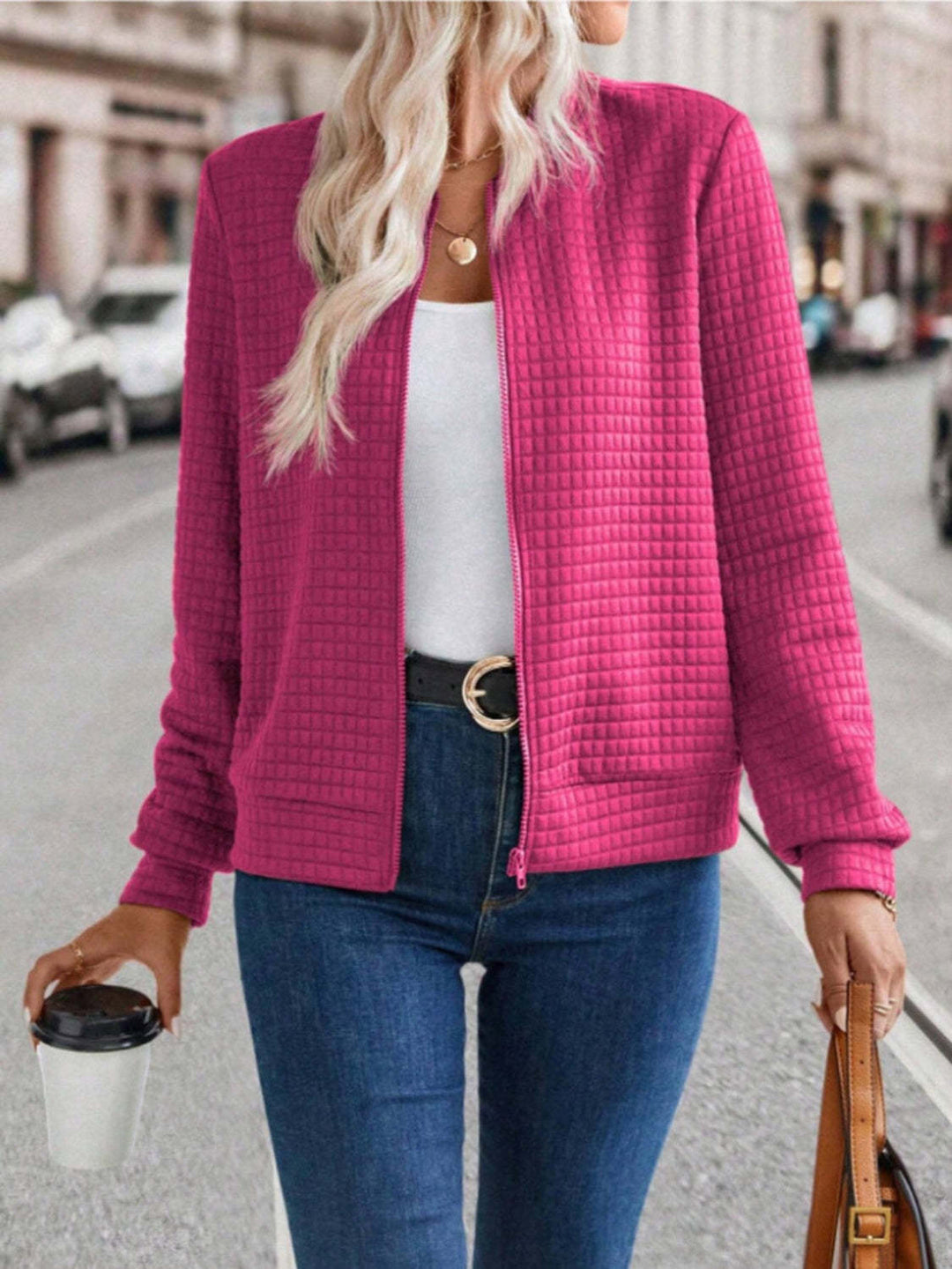 Ladies down jacket with modern zipper Lune London