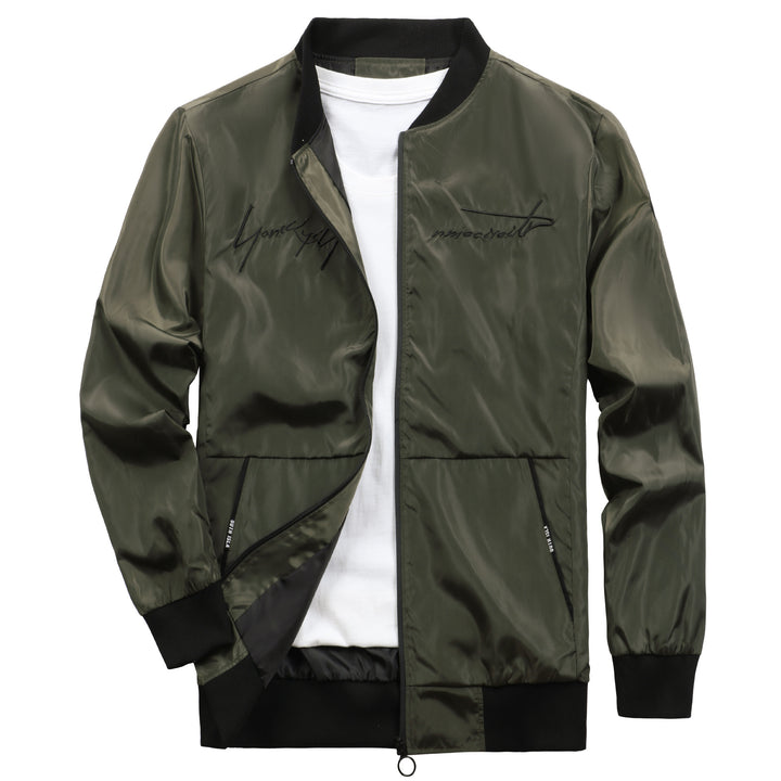 Trendy bomber jacket for men with elastic cuffs and practical zip pockets Lune London
