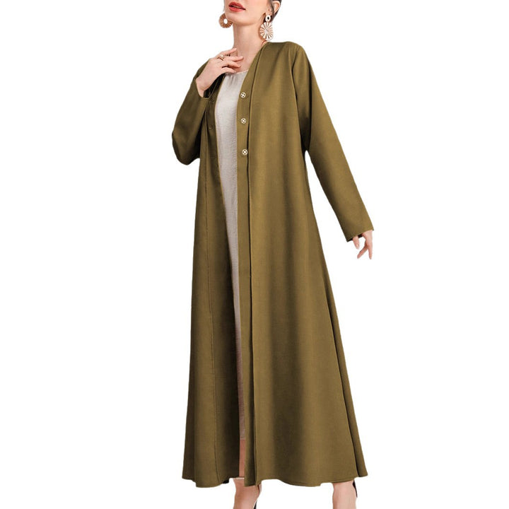 Elegant kaftan dress for women with continuous button placket Lune London