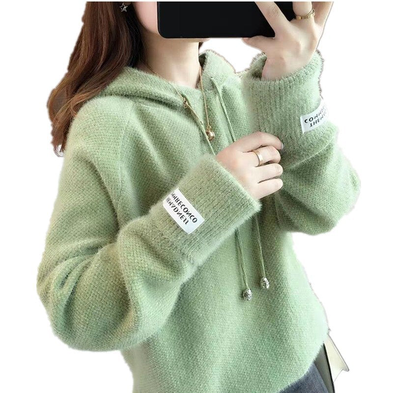 Ladies Cozy Hooded Sweatshirt with Drawstring and High Neck Lune London