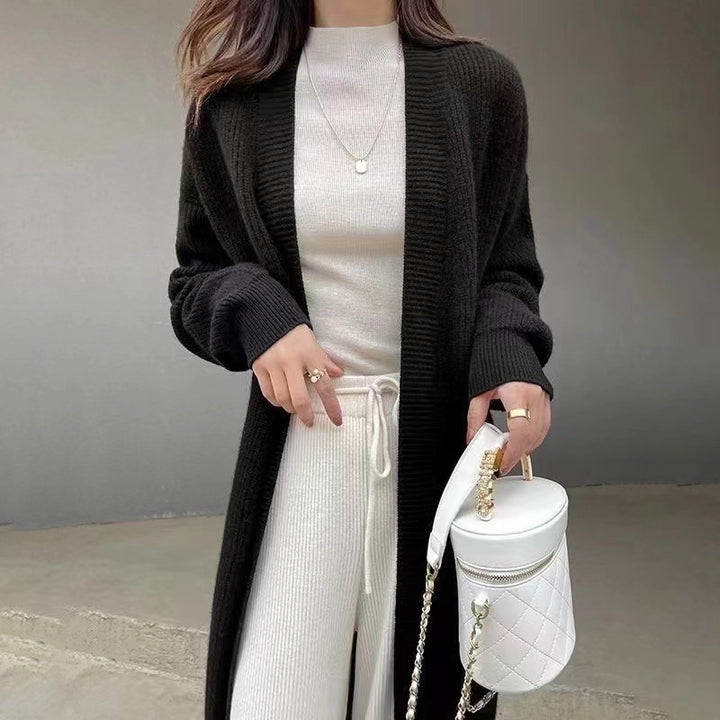 Knitted coat for women with open front and long sleeves Lune London