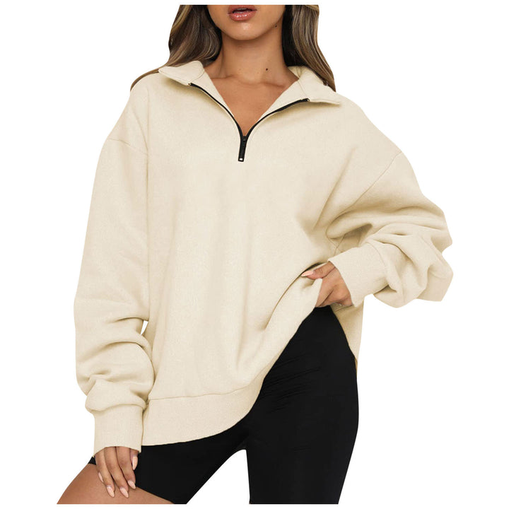 Oversized zip-up pullover for women with high collar Lune London