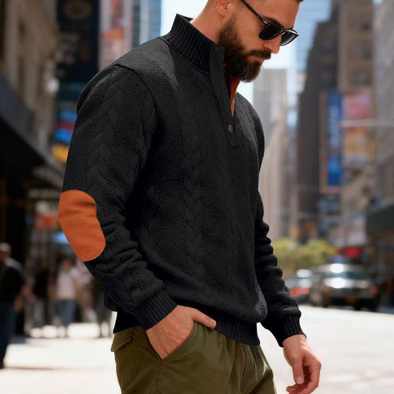 Men's knitted sweater with contrasting details and modern button closure Lune London