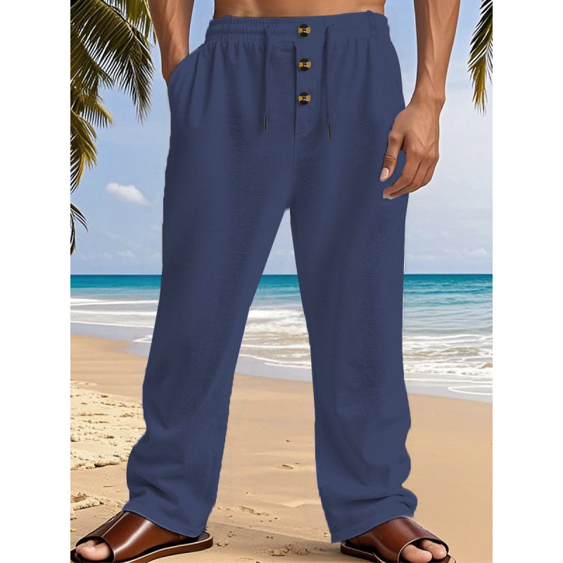 Comfortable summer leisure pants for men with elastic waistband and modern button details Lune London