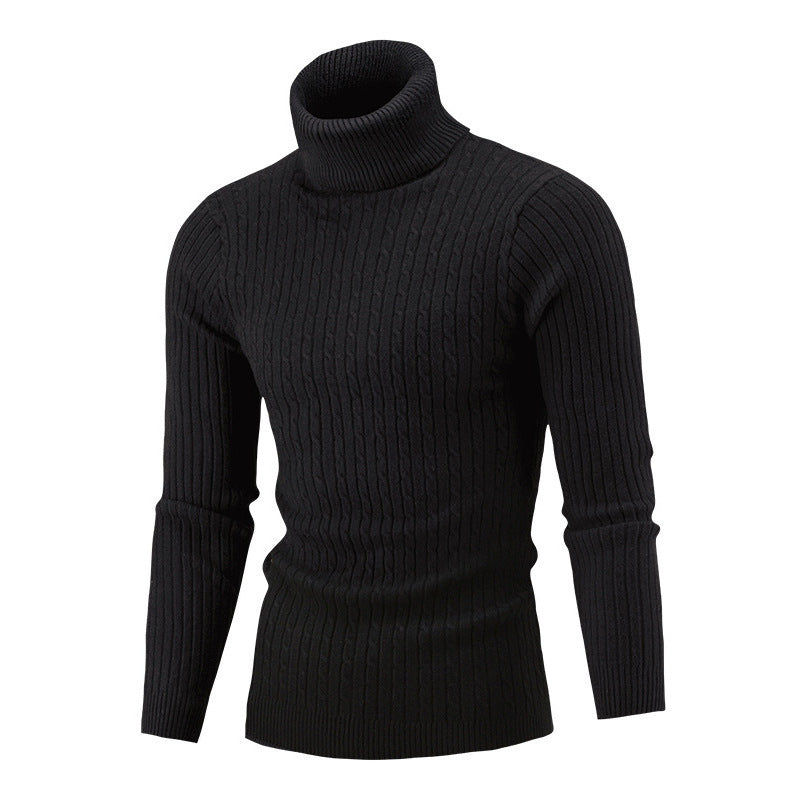 Knitted sweater for men in portrait format with high collar and textured pattern Lune London