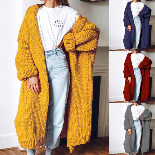 Ladies Thick Knit Cardigan with Long Sleeves Lune London