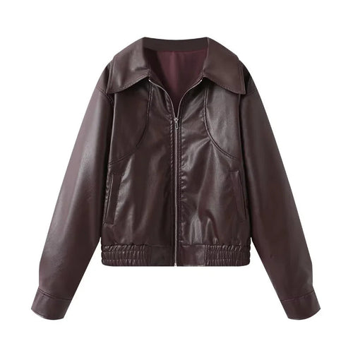 Faux leather jacket for women with a loose fit and casual details Lune London