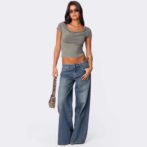 Women's casual flared jeans with wide leg Lune London