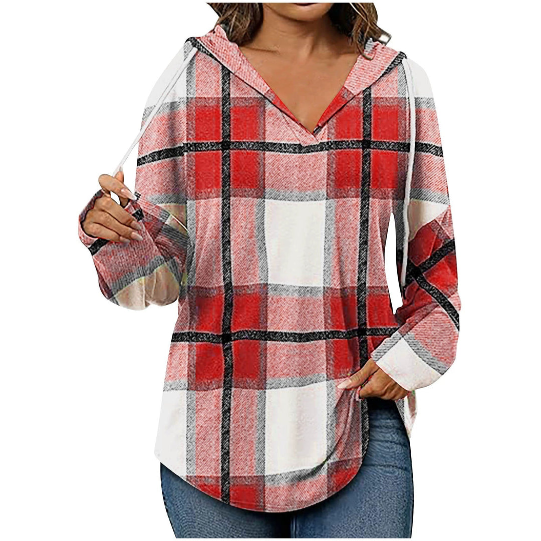 Women’s hoodie with checkered design and V-neck Lune London