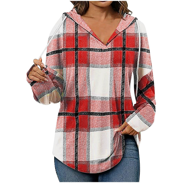 Women’s hoodie with checkered design and V-neck Lune London
