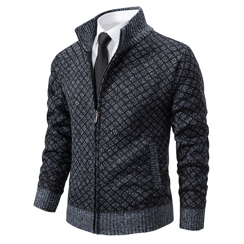 High collar knitted jacket with elegant design for men Lune London
