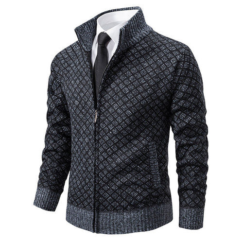 High collar knitted jacket with elegant design for men Lune London
