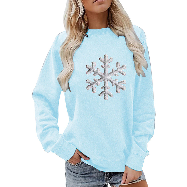 Sweat-shirt pour femmes avec design de flocon de neige brillant et coupe décontractée Chic & Stil