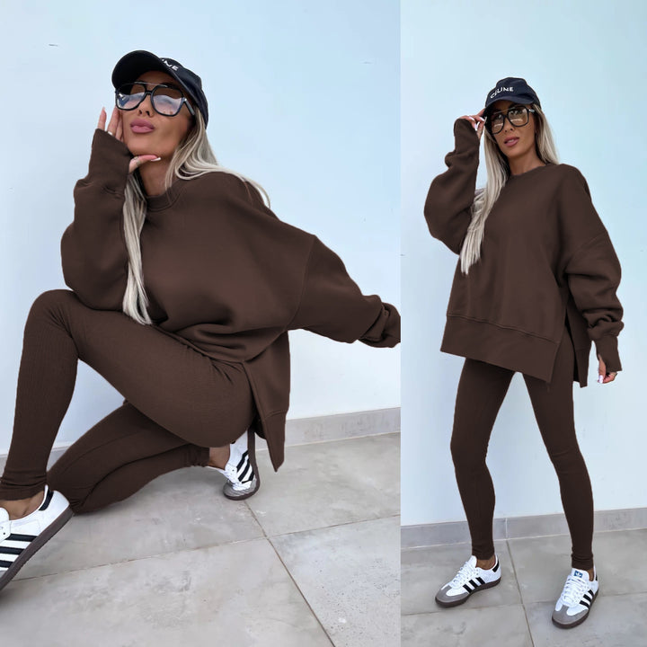 Ladies Oversized Casual Sweatshirt and Chic Leggings Set