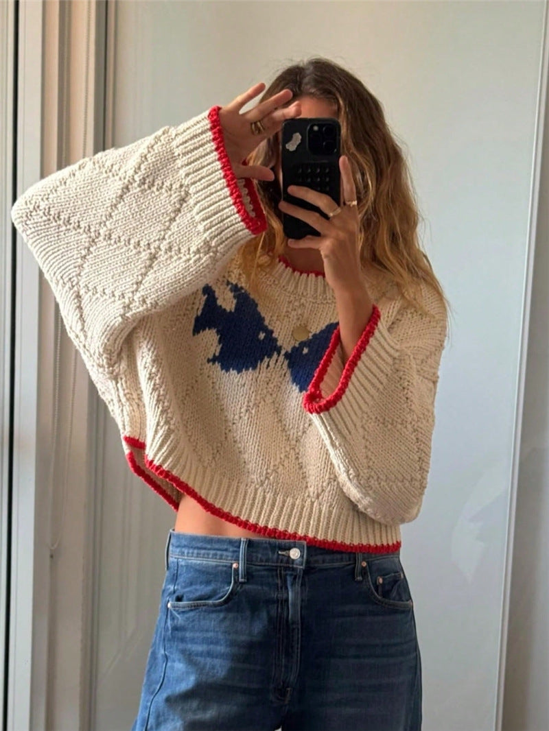 Women Turtleneck Sweater with a textured knitted pattern and striking contrasts Lune London