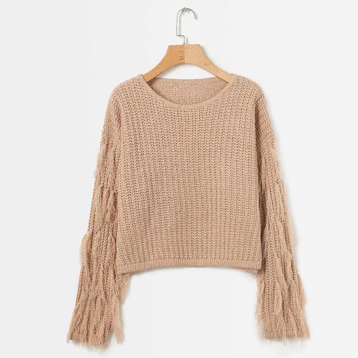 Pull en tricot pour femmes avec des manches à franges et une coupe confortable Chic & Stil