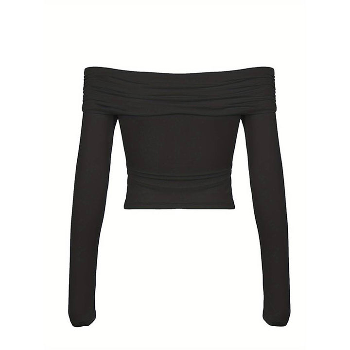 Body femme à manches longues avec un style décontracté épaule dénudée et un détail drapé sophistiqué Chic & Stil